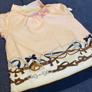 EUC janie and Jack girls equestrian pink blouse with mock neck size 7